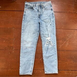 Old Navy Light Wash Distressed Extra High Rise Sky-Hi Straight Jeans